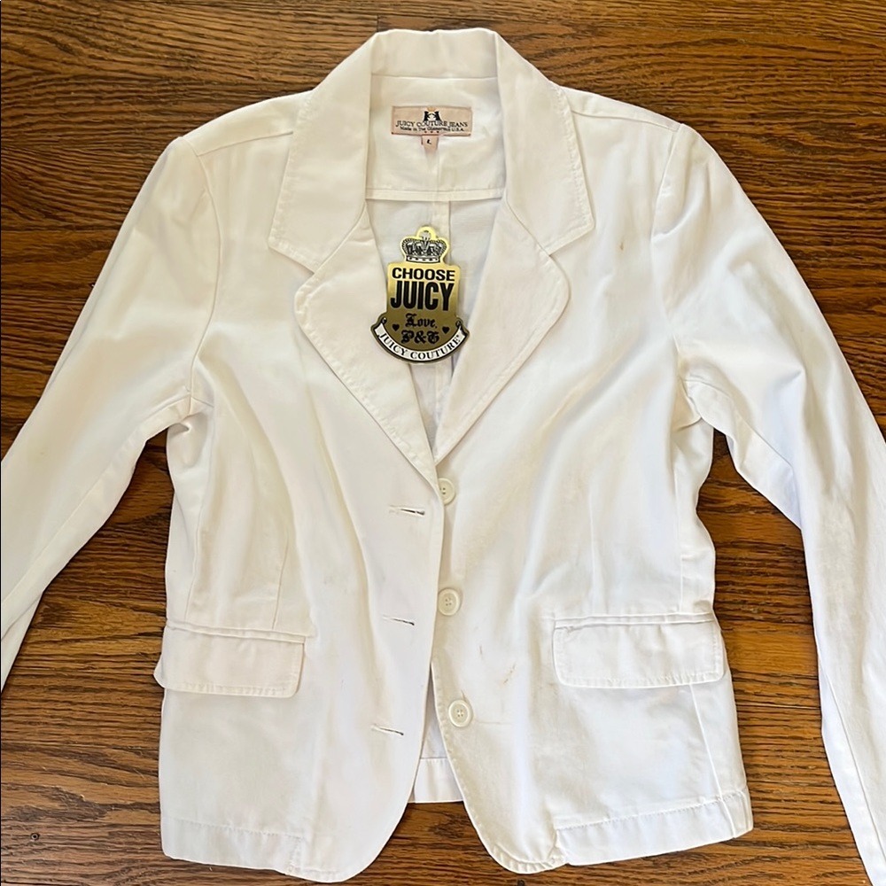 Juicy Couture White Blazer with Notched Lapels